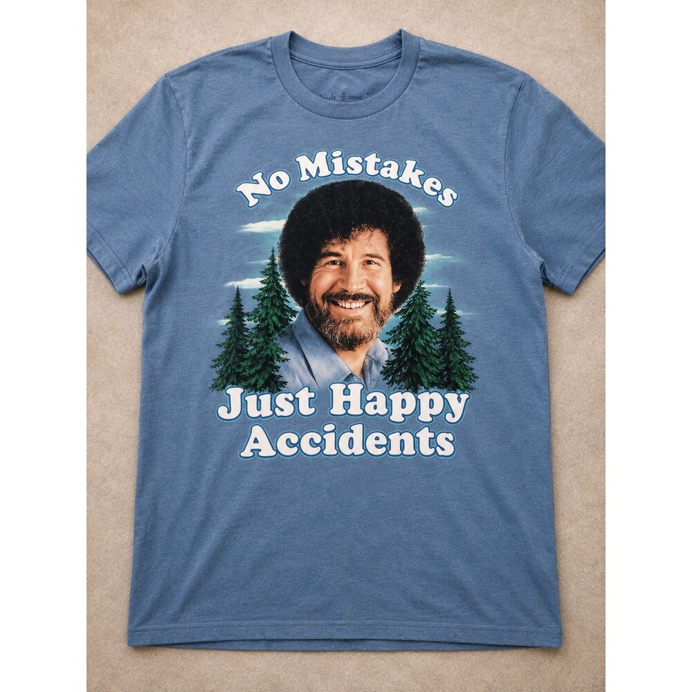 Happy Accidents Bob Ross T Shirt Mens Medium Graphic Art Tee